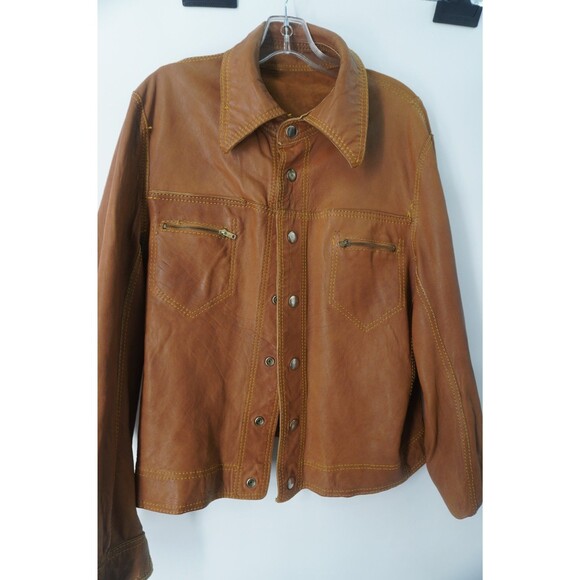 Calvin Klein Men XL Vintage 70/80 Reversible Brown Leather & Suede JacketRN36543